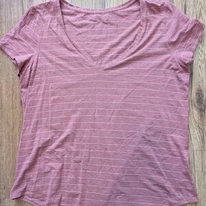 lululemon athletica Dusty Rose Striped V-Neck Love Tee